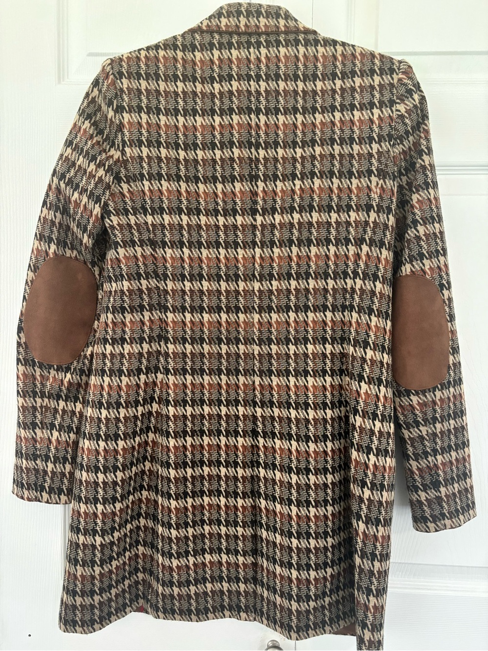 Tommy Hilfiger Houndstooth Plaid Blazer Jacket Elbow Patches Size 0 Equestrian - Picture 2 of 11
